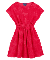 Girls Terry Dress Turtles Jacquard Gooseberry red 正面图