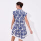 Women Mini Dress Hidden Fishes - Vilebrequin x Poupette St Barth Purple blue back worn view