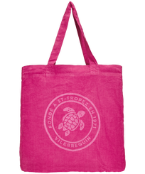 Tote bag en lin imprimé Tortue Pourpre vue de face