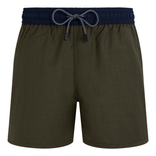 Maillot de bain en laine mérinos Super 120's homme Bicolore Olive chine vue de face