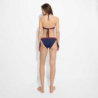 Women Side Tie Bikini Bottom Solid - Vilebrequin x Ines de la Fressange Navy back worn view