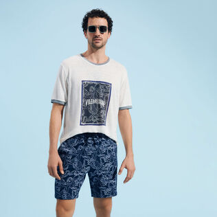Camiseta de lino con estampado Poulpes Bicolores para hombre Off white detalles vista 2