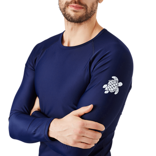 Rash guard uomo tinta unita Blu marine dettagli vista 1