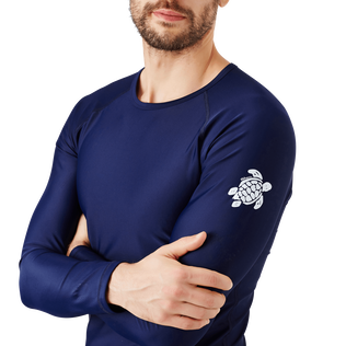 Camiseta térmica de color liso para hombre Azul marino detalles vista 1