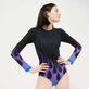 Women Rashguard Long-Sleeves One-piece Swimsuit Hot Rod 360° - Vilebrequin x Sylvie Fleury Black back worn view