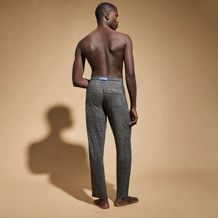 Unisex Linen Jersey Pants Solid Heather anthracite back worn view