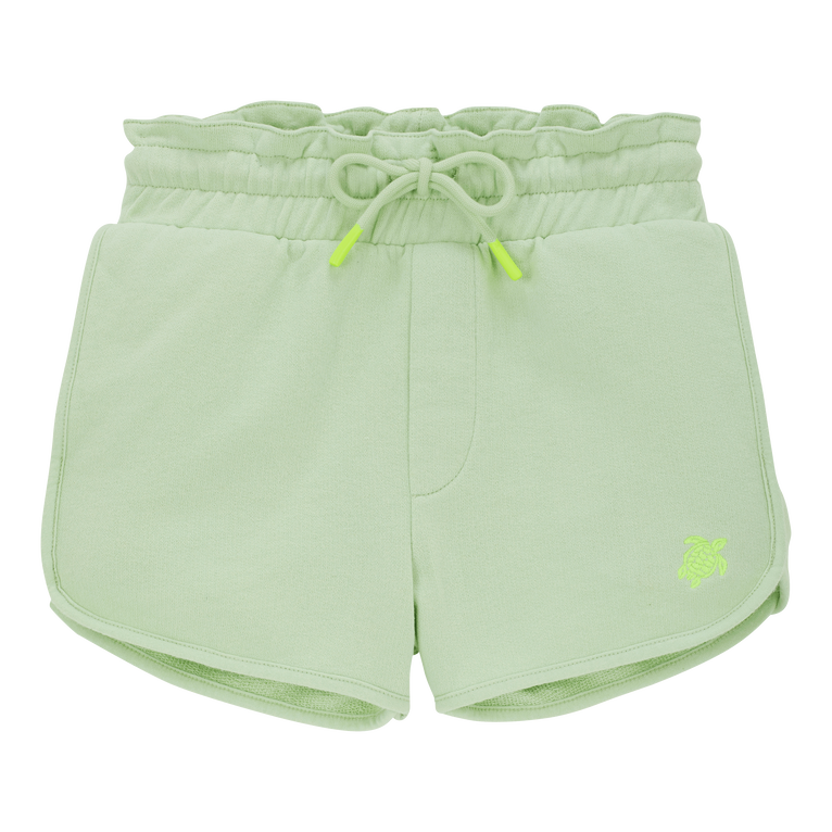 Short En Coton Fille Tortue Brodée - Ginette - Vert