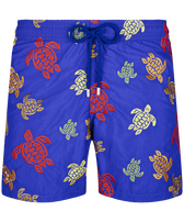 Men Swim Shorts Embroidered Ronde Des Tortues - Limited Edition Purple blue front view