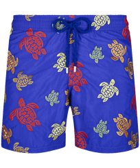 Herren Bestickte Bestickt - Ronde Des Tortues Badeshorts mit Stickerei für Herren – Limitierte Serie, Purple blue Vorderansicht