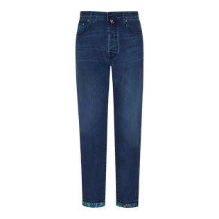 Men 5-Pockets Denim Pants Tropical Flowers Med denim w2 front view