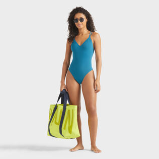 Solid Badeanzug für Damen mit Second-Skin-Material Peacock Details Ansicht 1