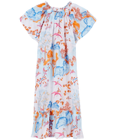 Vestido de gasa de algodón con estampado Peaceful Trees para niña Blanco vista frontal
