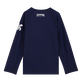 Camiseta de baño de manga larga y color liso con protección solar Azul marino vista trasera