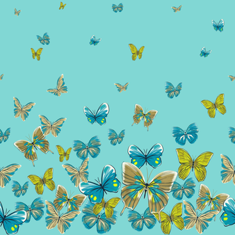 Girls Cotton Dress Butterflies, Lagoon print