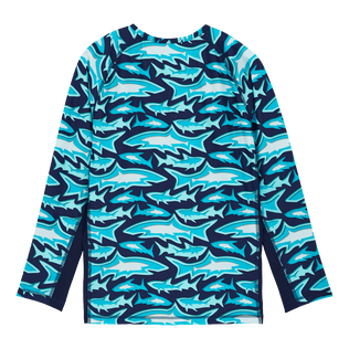 Camiseta de baño de manga larga con protección solar y estampado Requins 3D para hombre Azul marino vista trasera