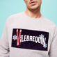 Felpa uomo ricamata in cotone con applicazione Vilebrequin in velluto a coste Lihght gray heather dettagli vista 1