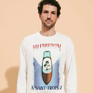 Sudadera de cuello redondo de algodón con estampado Inboard Boat para hombre Off white detalles vista 2