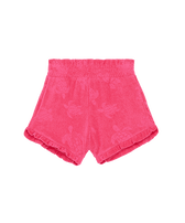 Pantalón corto en tejido terry de jacquard con estampado Turtle para niña Buganvilla vista frontal