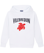 Boys Embroidered Logo Hoodie Sweatshirt White front view