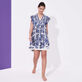 Women Mini Dress Hidden Fishes - Vilebrequin x Poupette St Barth Purple blue front worn view