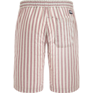 Bermudas de lino y algodón a rayas para hombre Rosa pastel vista trasera