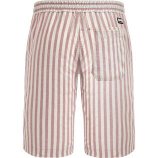 Men Striped Cotton Linen Bermuda Shorts Pastel pink back view