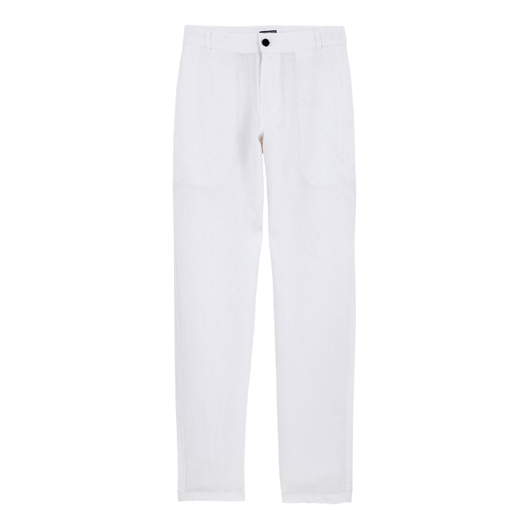 Pantaloni A Sigaretta Uomo In Lino Tinta Unita - Pantaloni - Panache - Bianco