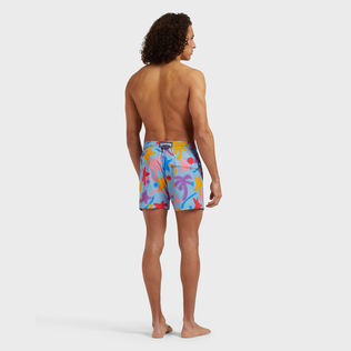 Men Stretch Short Swim Shorts Spray Paint - VBQ x Palm Angels Blue smoke 背面穿戴视图