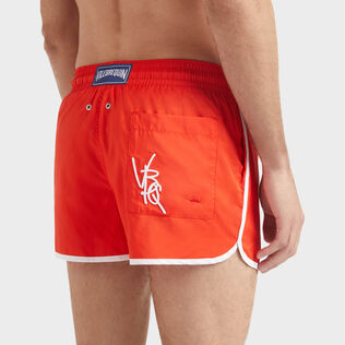 Men Short Ultra-light Swim Shorts VBQ line Poppy red details view 2