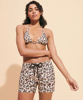 Pantaloncini mare donna Turtles Leopard Straw vista frontale indossata