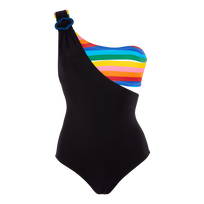 Women asymmetrical one piece swimsuit Rainbow bandeau - Vilebrequin x JCC+ - Limited Edition Multicolor front view