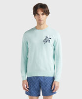 Turtle Pullover aus Baumwolle für Herren Pazifik blau Vorderseite getragene Ansicht