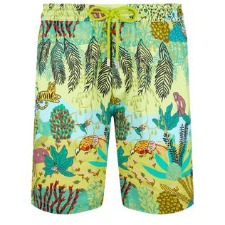 Men Others Printed - Men Printed Linen Bermuda Jungle Rousseau, Ginger front view
