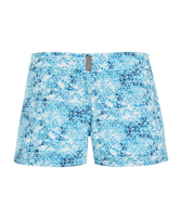 Women Stretch Beach Short Flowers Tie & Dye Navy front view