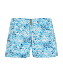 Pantaloncini da spiaggia donna elasticizzati Flowers Tie & Dye Blu marine vista frontale