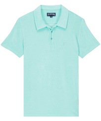 Men Terry Polo Solid Lagoon front view