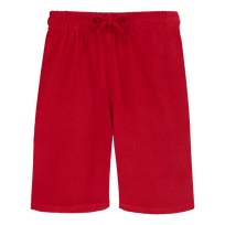 Unisex Terry Bermuda Shorts Solid Moulin rouge front view