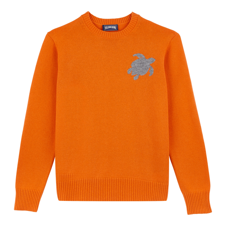 Men Wool And Cashmere Crewneck Sweater Turtle - Pullover - Rayol - Orange - Size XXL - Vilebrequin