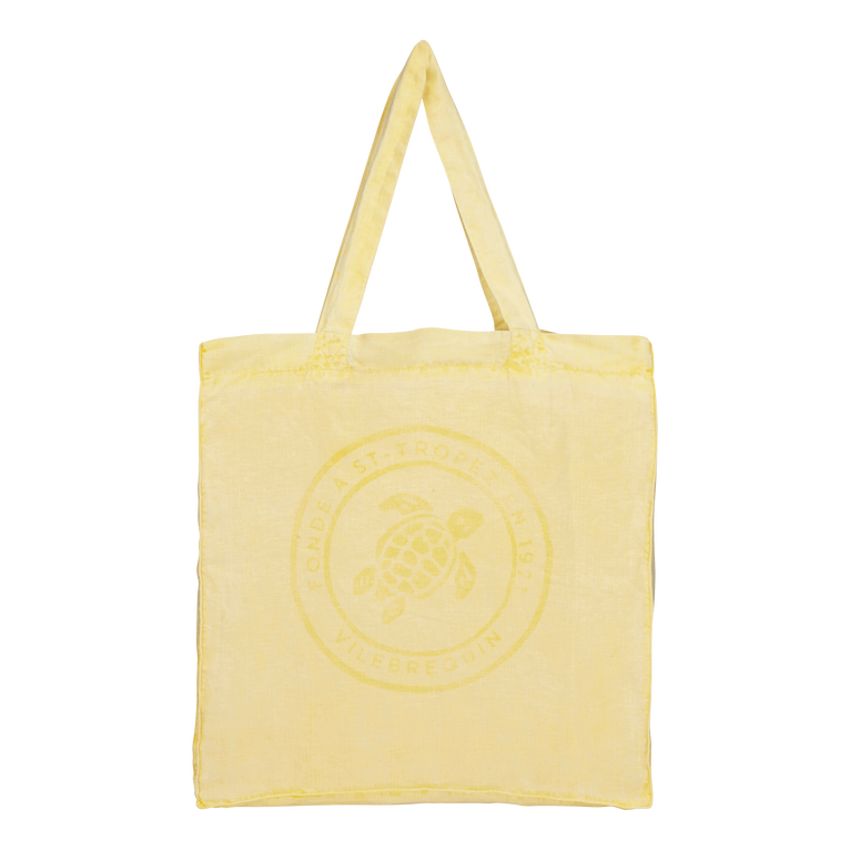 Linen Turtle Unisex Tote Bag Mineral Dye - Beach Bag - Babel - Yellow - Size OSFA - Vilebrequin
