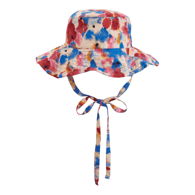 Sombrero De Playa En Viscosa Con Estampado Flowers In The Sky Para Niña - Sombrero - Garden - Azul