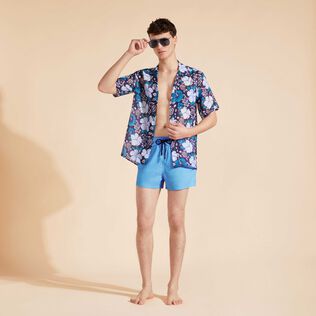 Bañador corto elástico y ajustado liso para hombre Flax flower detalles vista 1