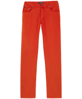 Jeans uomo a 5 tasche in drill di lino tinta unita Tomato vista frontale
