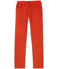 Pantalone de lino de color liso con 5 bolsillos para hombre Tomato vista frontal