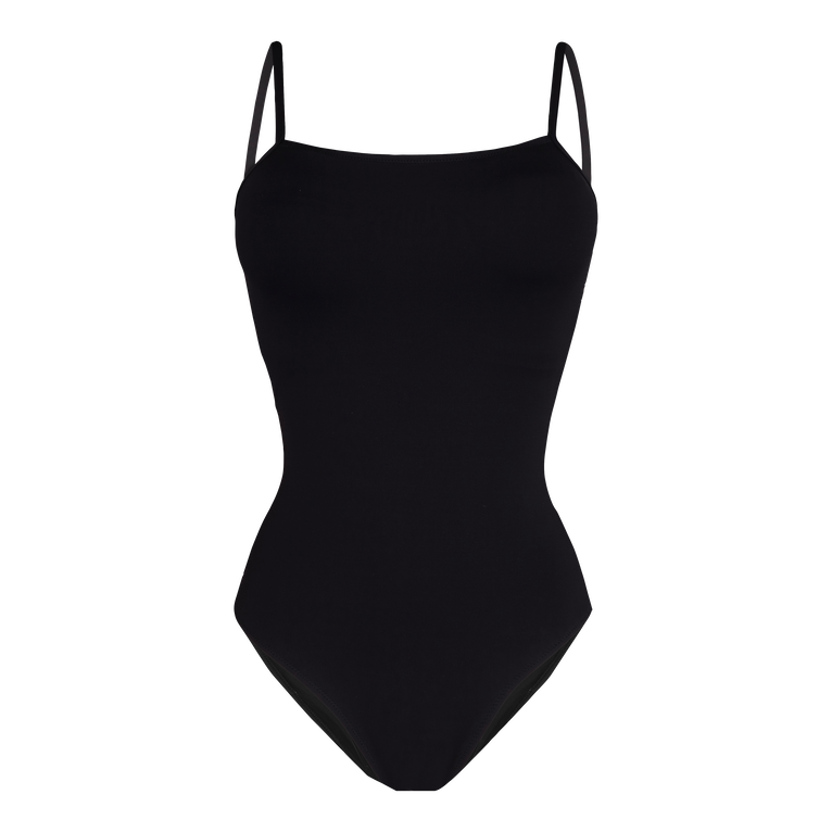 Maillot De Bain Une Pièce Bretelles Croisées Dos Femme Uni - Laure - Noir