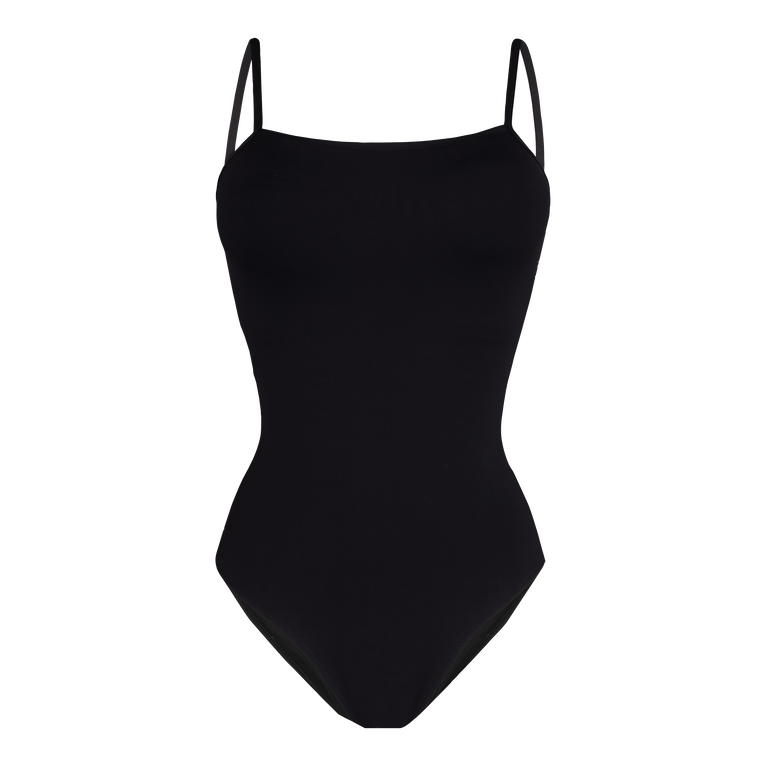 Women Crossed Back Straps One-piece Swimsuit Solid - Laure - Black