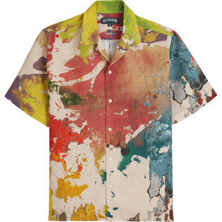 Camisa de bolos de lino con estampado Gra para hombre - Vilebrequin x John M Armleder Multicolores vista frontal
