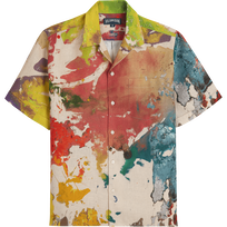 Camicia bowling uomo in lino Gra - Vilebrequin x John M Armleder Multicolore vista frontale