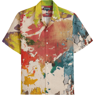 Camicia bowling uomo in lino Gra - Vilebrequin x John M Armleder Multicolore vista frontale