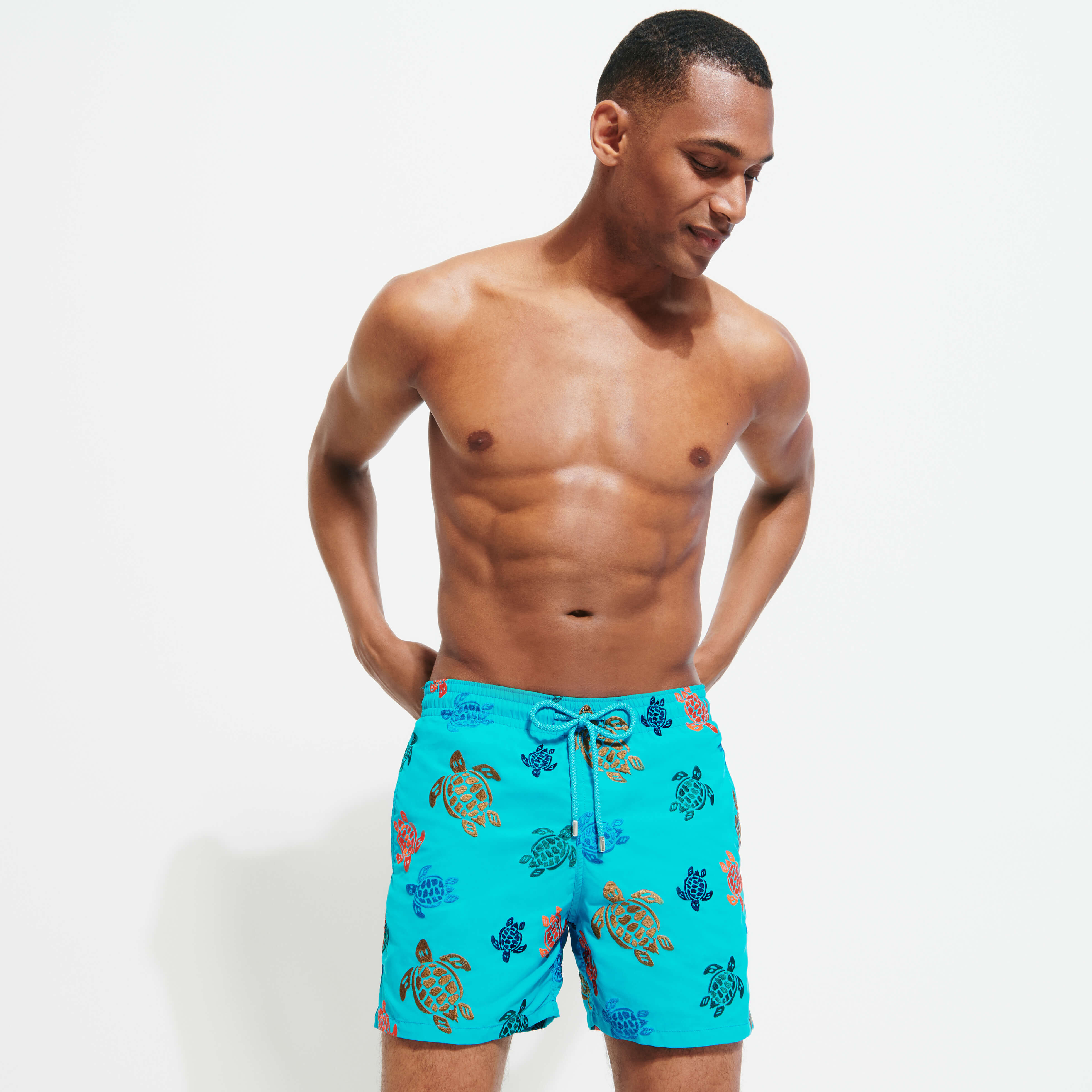 【m.n☆】ミャクミャク にっこり 立ち Men Swim Trunks Embroidered Ronde Des Tortues | Vilebrequin