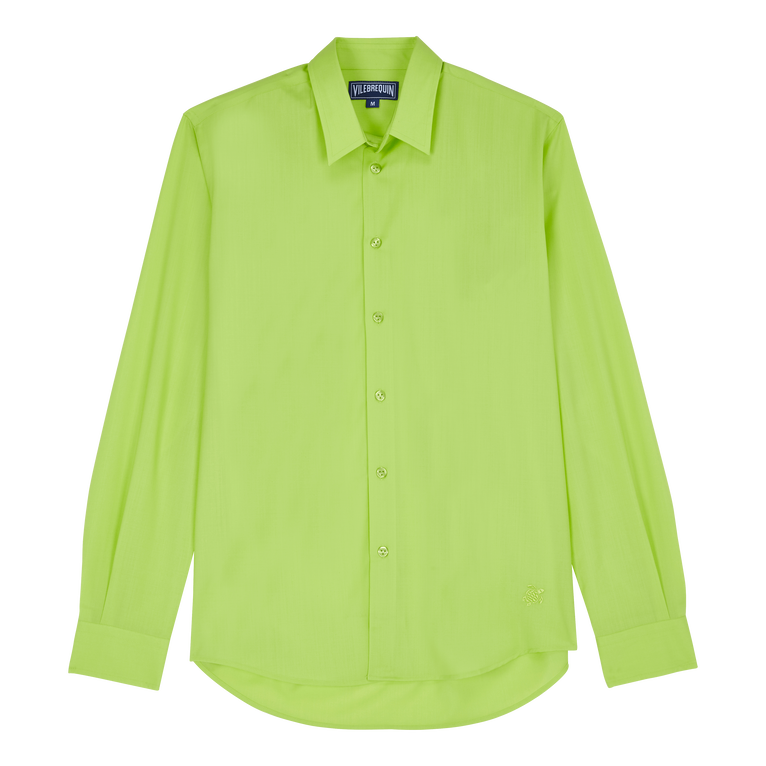 Chemise En Laine Super 120 Homme Unie - Cool - Vert